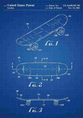 Patent Blueprint Skateboard blue A4 Photo Print