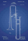 Patent Blueprint SlideTrombone blue A4 Photo Print