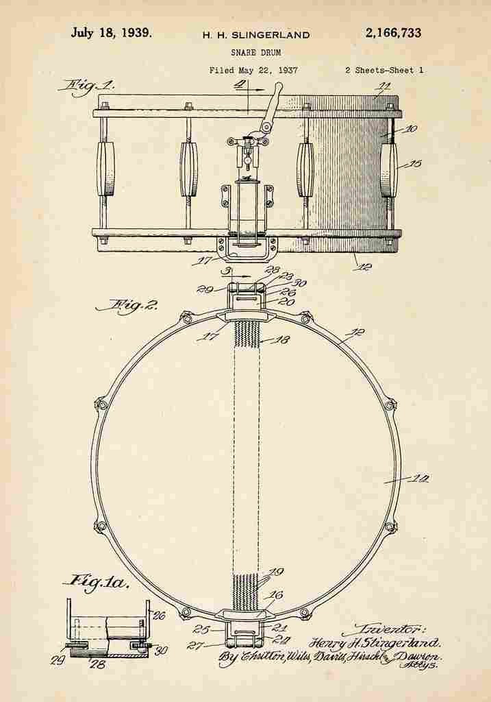 Patent Blueprint SnareDrum A4 Photo Print