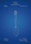 Patent Blueprint Spoon blue A4 Photo Print