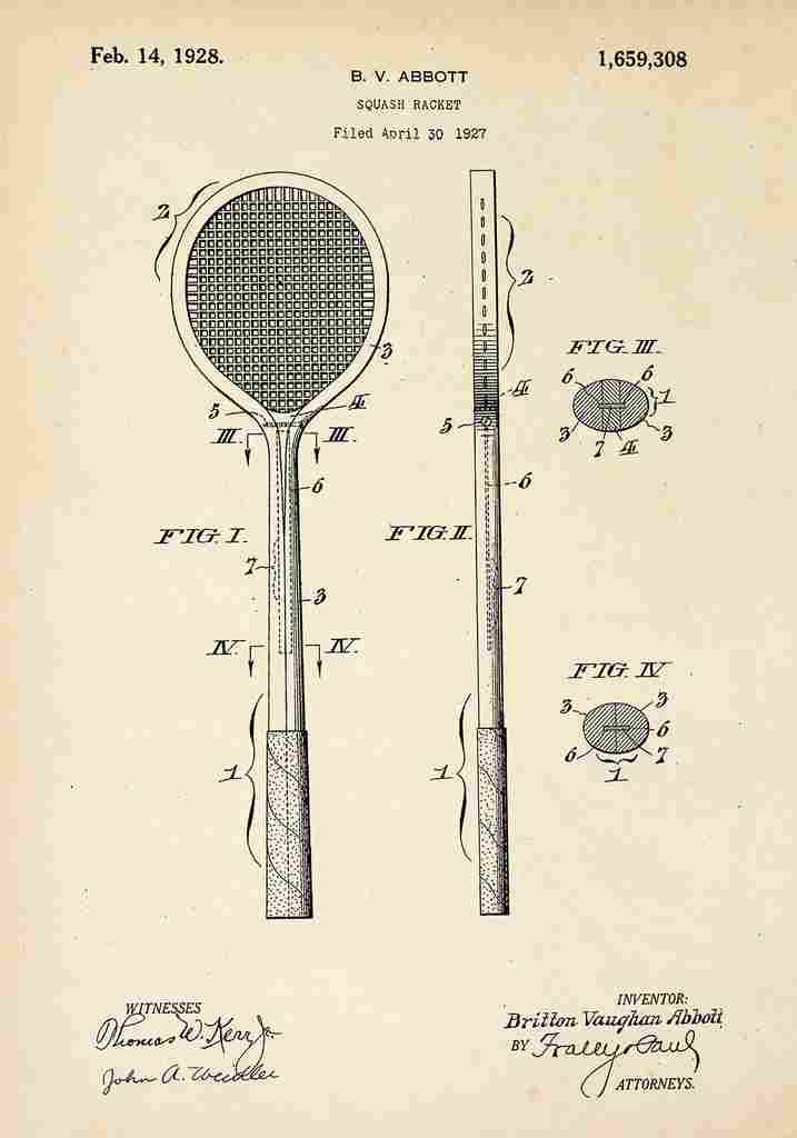 Patent Blueprint SquashRacket A4 Photo Print