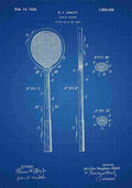 Patent Blueprint SquashRacket blue A4 Photo Print
