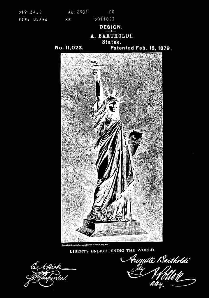 Patent Blueprint StatueofLiberty black A4 Photo Print