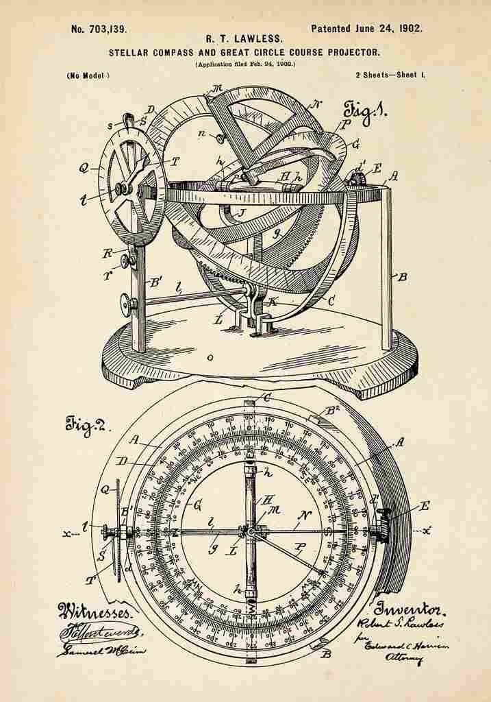 Patent Blueprint StellarCompass A4 Photo Print