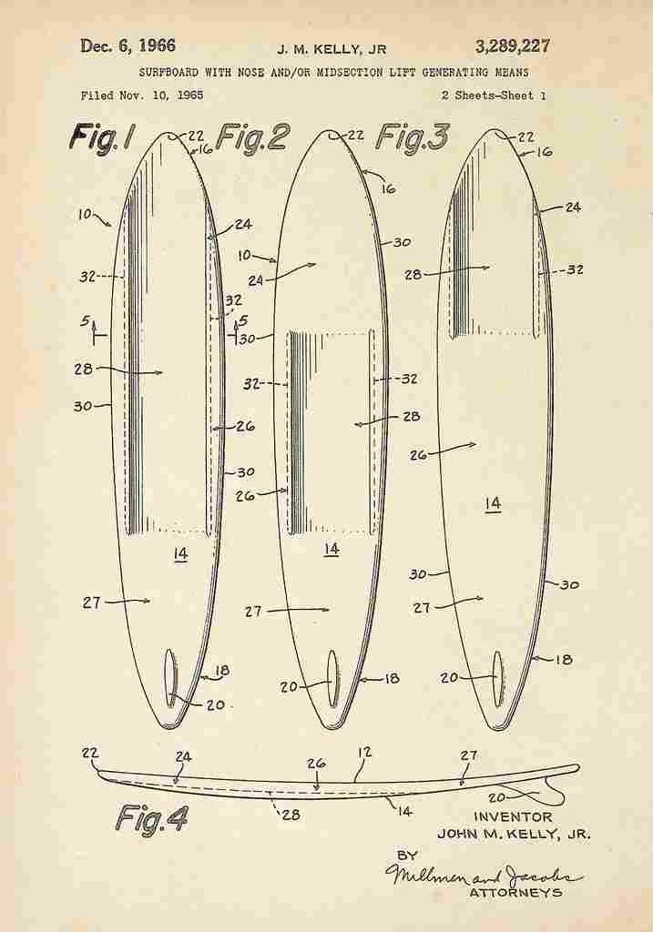 Patent Blueprint Surfboard A4 Photo Print