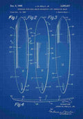 Patent Blueprint Surfboard blue A4 Photo Print