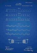 Patent Blueprint TelegraphyAlexanderGrahamBell blue A4 Photo Print
