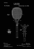 Patent Blueprint TennisRacket black A4 Photo Print