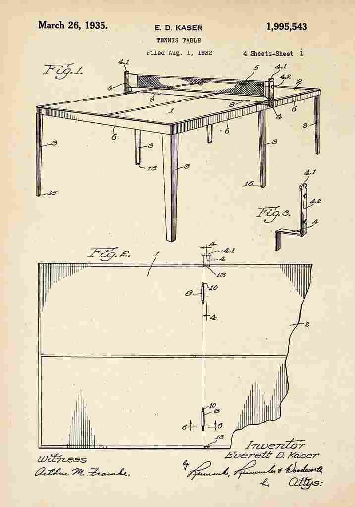 Patent Blueprint TennisTable A4 Photo Print