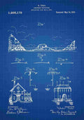 Patent Blueprint Tesla sLightningProtector blue A4 Photo Print