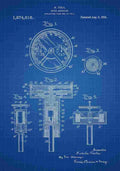 Patent Blueprint Tesla sSpeedIndicator blue A4 Photo Print