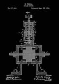 Patent Blueprint Tesla sSteamEngine black A4 Photo Print