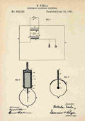 Patent Blueprint Tesla sSystemofElectricLighting A4 Photo Print