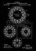 Patent Blueprint Tesla sSystemofElectricalTransmissionofPower black A4 Photo Print