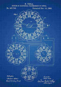 Patent Blueprint Tesla sSystemofElectricalTransmissionofPower blue A4 Photo Print