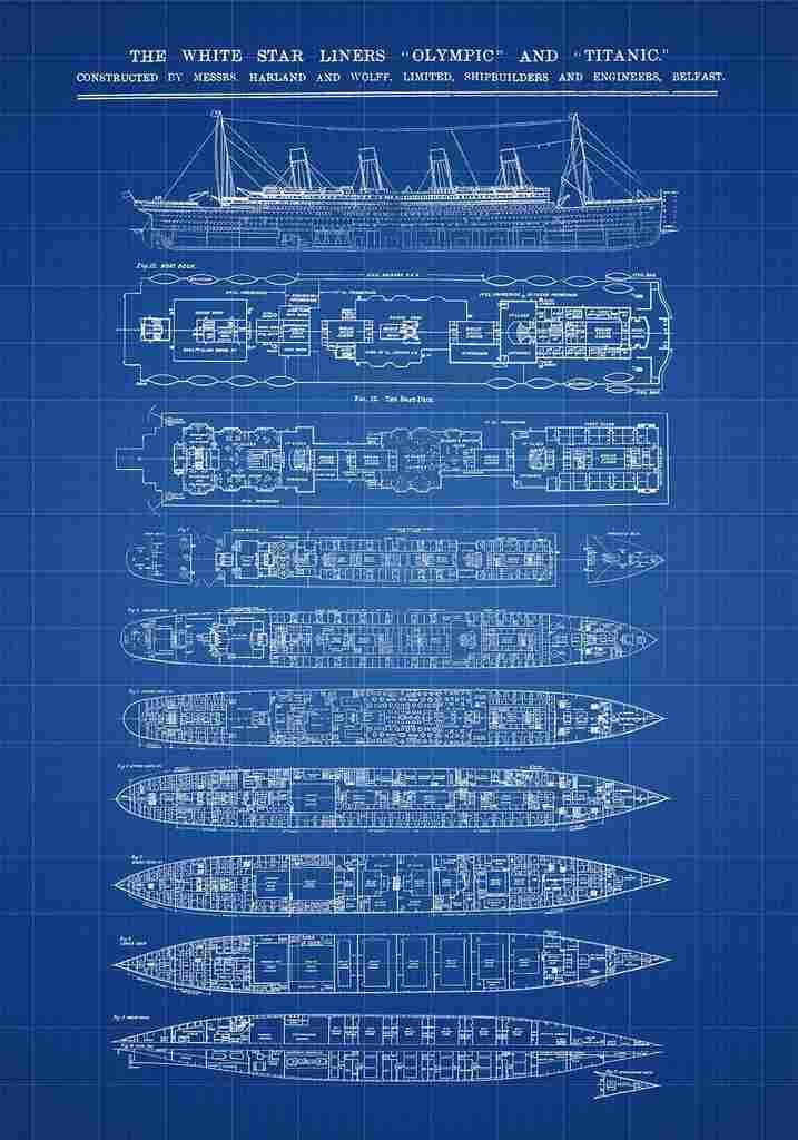 Patent Blueprint Titanic blue A4 Photo Print