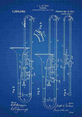 Patent Blueprint Trombone blue A4 Photo Print