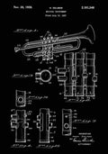 Patent Blueprint Trumpet black A4 Photo Print