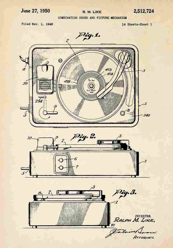 Patent Blueprint Turntable A4 Photo Print