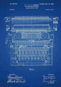 Patent Blueprint TypeWritingMachine blue A4 Photo Print