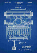Patent Blueprint Typewriter blue A4 Photo Print