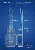 Patent Blueprint Ukulele blue A4 Photo Print