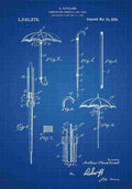 Patent Blueprint Umbrella blue A4 Photo Print