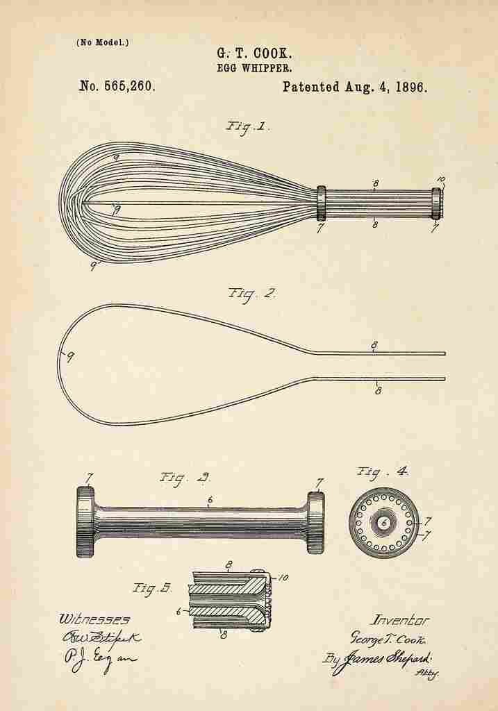 Patent Blueprint Whisk A4 Photo Print