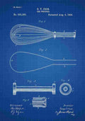 Patent Blueprint Whisk blue A4 Photo Print