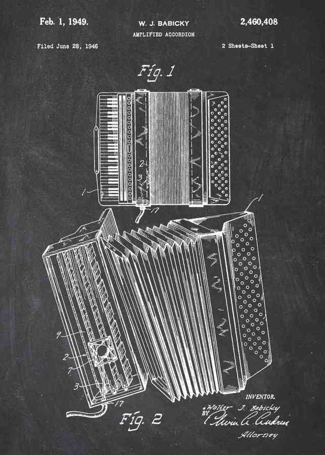 Patent Blueprint accordion A4 Photo Print