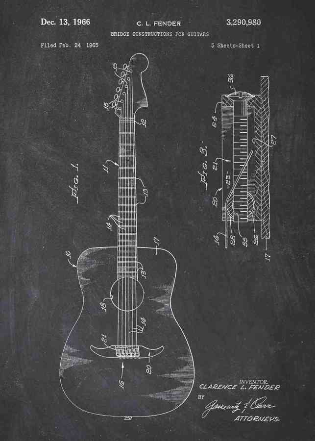 Patent Blueprint acoustic guitar A4 Photo Print