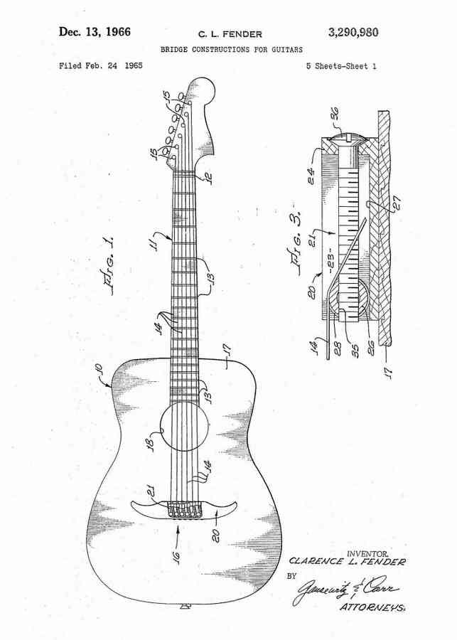 Patent Blueprint acoustic guitar 4 A4 Photo Print