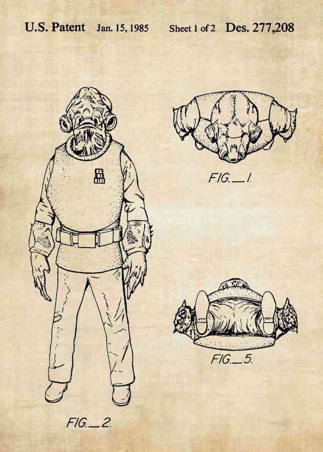 Patent Blueprint admiral ackbar A4 Photo Print