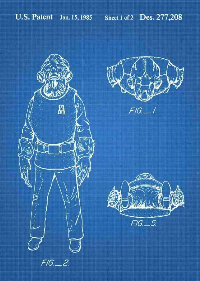 Patent Blueprint admiral ackbar 3 A4 Photo Print