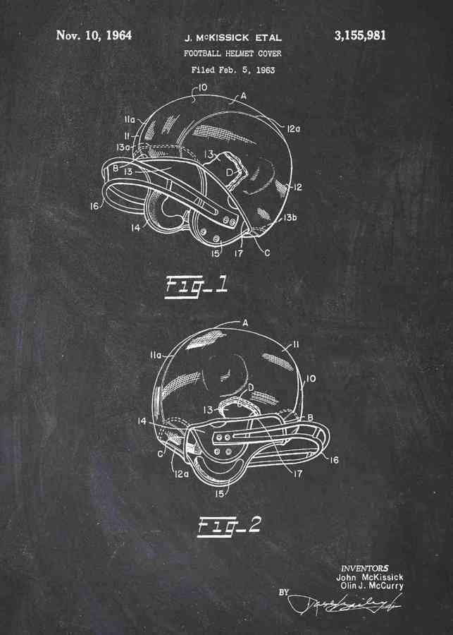 Patent Blueprint american football helmet A4 Photo Print