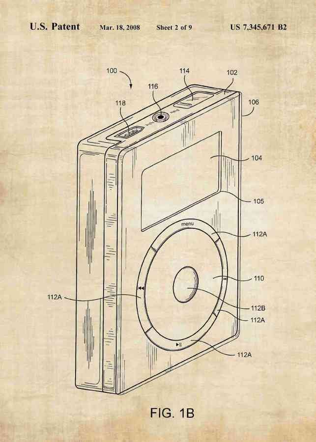 Patent Blueprint apple ipod A4 Photo Print