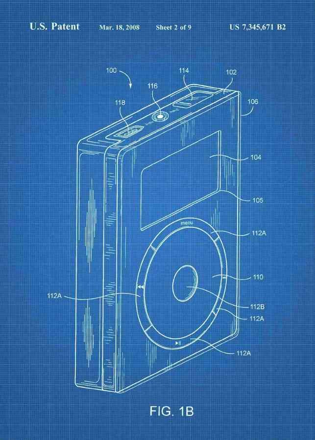 Patent Blueprint apple ipod 3 A4 Photo Print