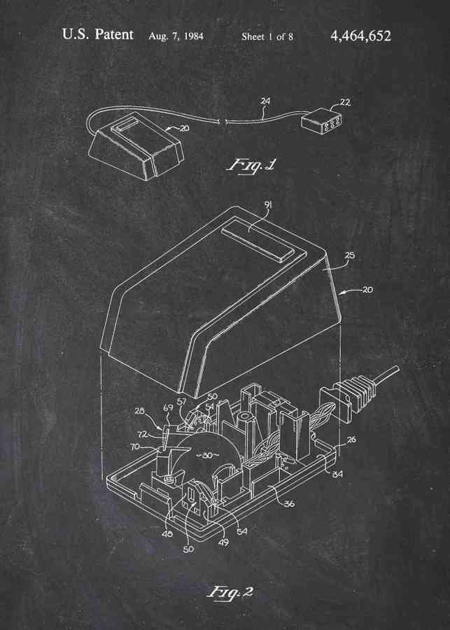 Patent Blueprint apple mouse A4 Photo Print