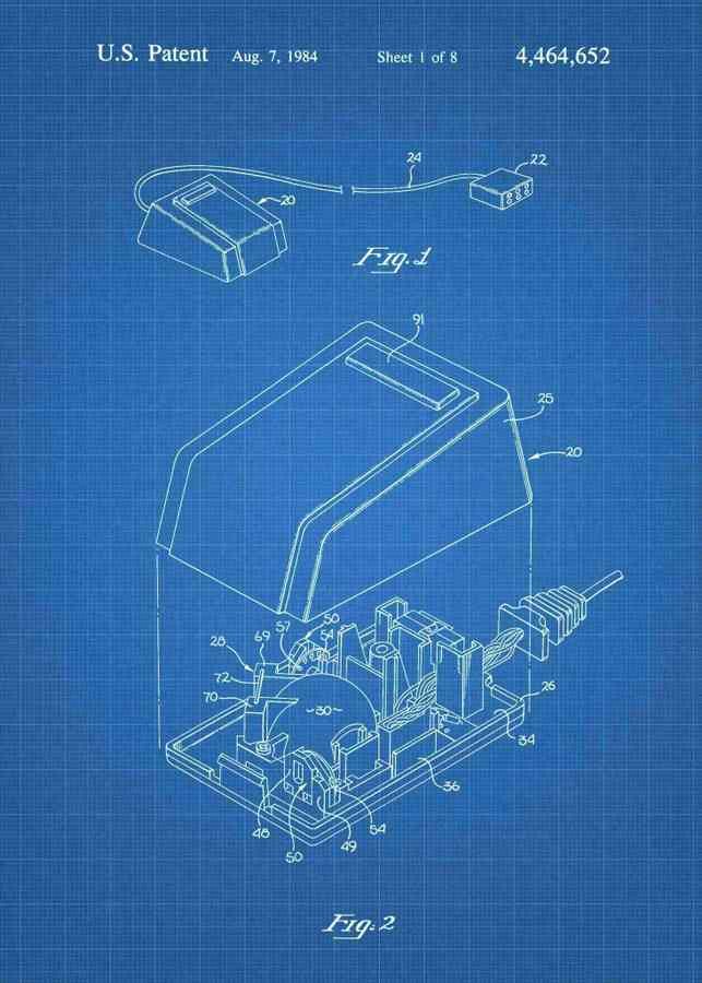 Patent Blueprint apple mouse 3 A4 Photo Print
