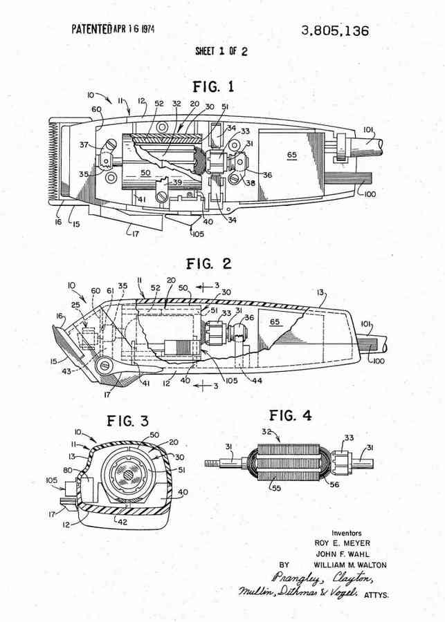 Patent Blueprint barbers hair clippers 4 A4 Photo Print