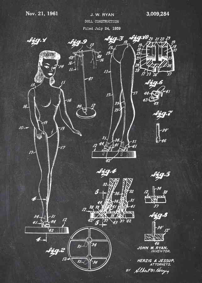 Patent Blueprint barbie doll A4 Photo Print
