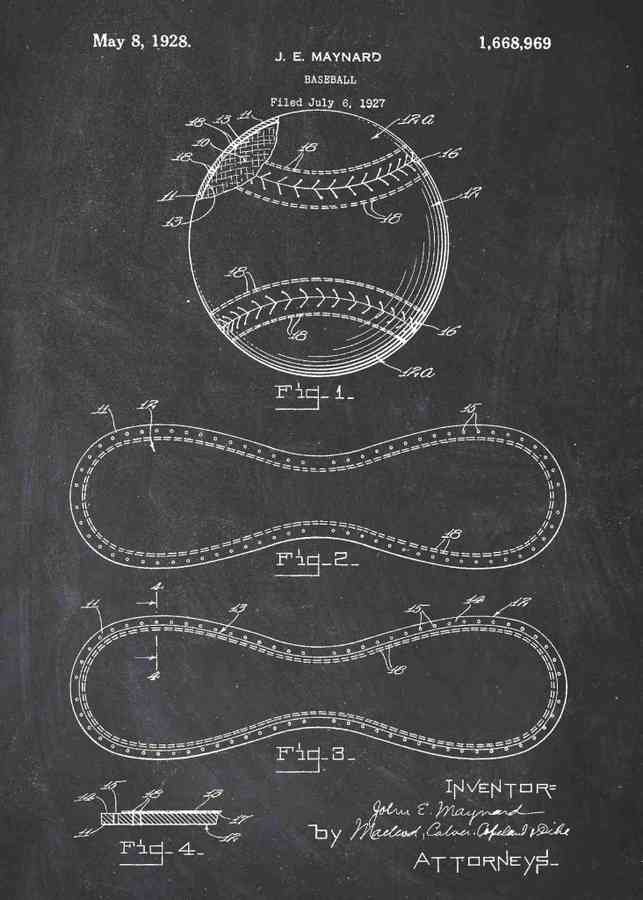 Patent Blueprint baseball A4 Photo Print