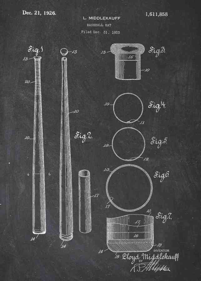 Patent Blueprint baseball bat A4 Photo Print