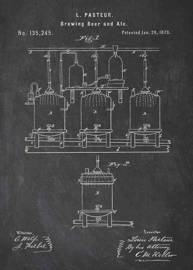 Patent Blueprint beer brewing A4 Photo Print