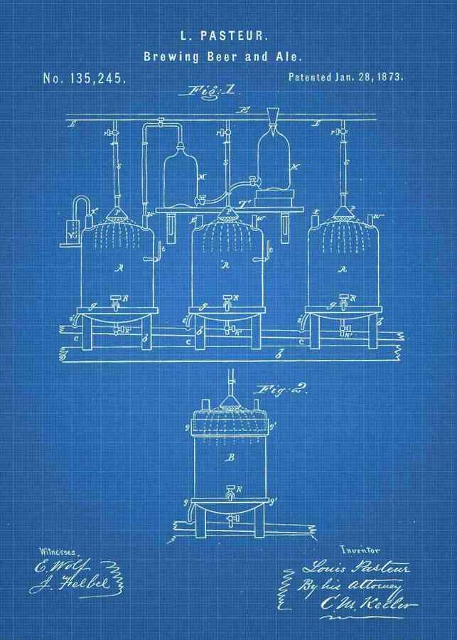 Patent Blueprint beer brewing 3 A4 Photo Print