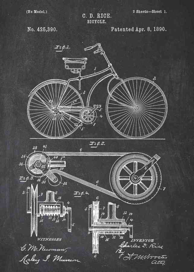 Patent Blueprint bicycle A4 Photo Print