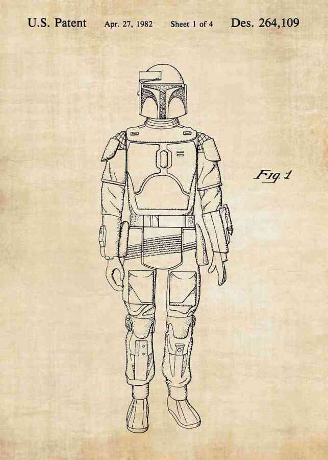 Patent Blueprint boba fett A4 Photo Print