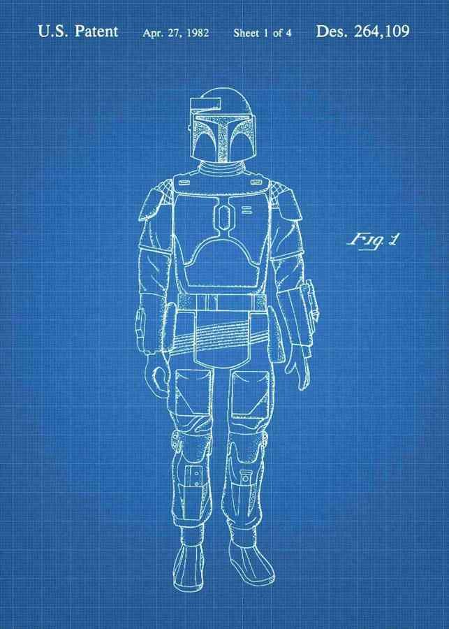 Patent Blueprint boba fett 3 A4 Photo Print