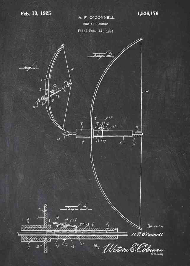 Patent Blueprint bow and arrow A4 Photo Print