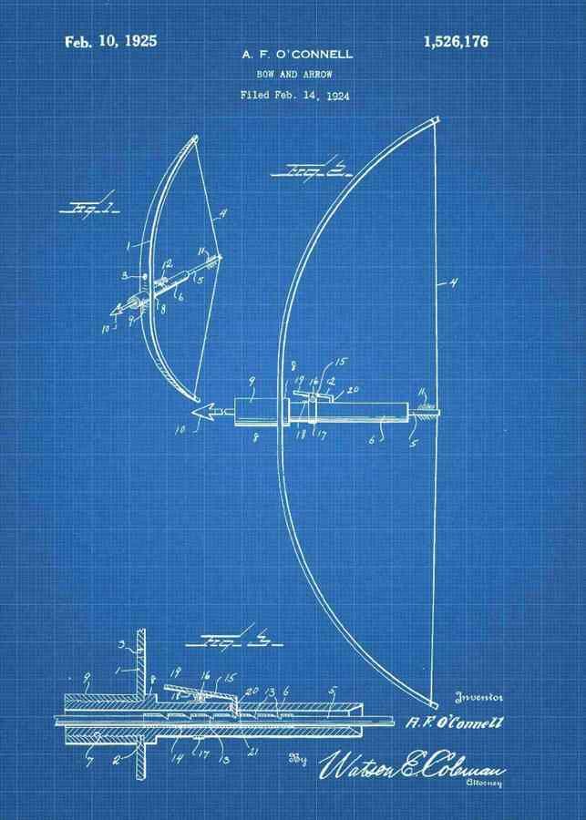 Patent Blueprint bow and arrow 3 A4 Photo Print